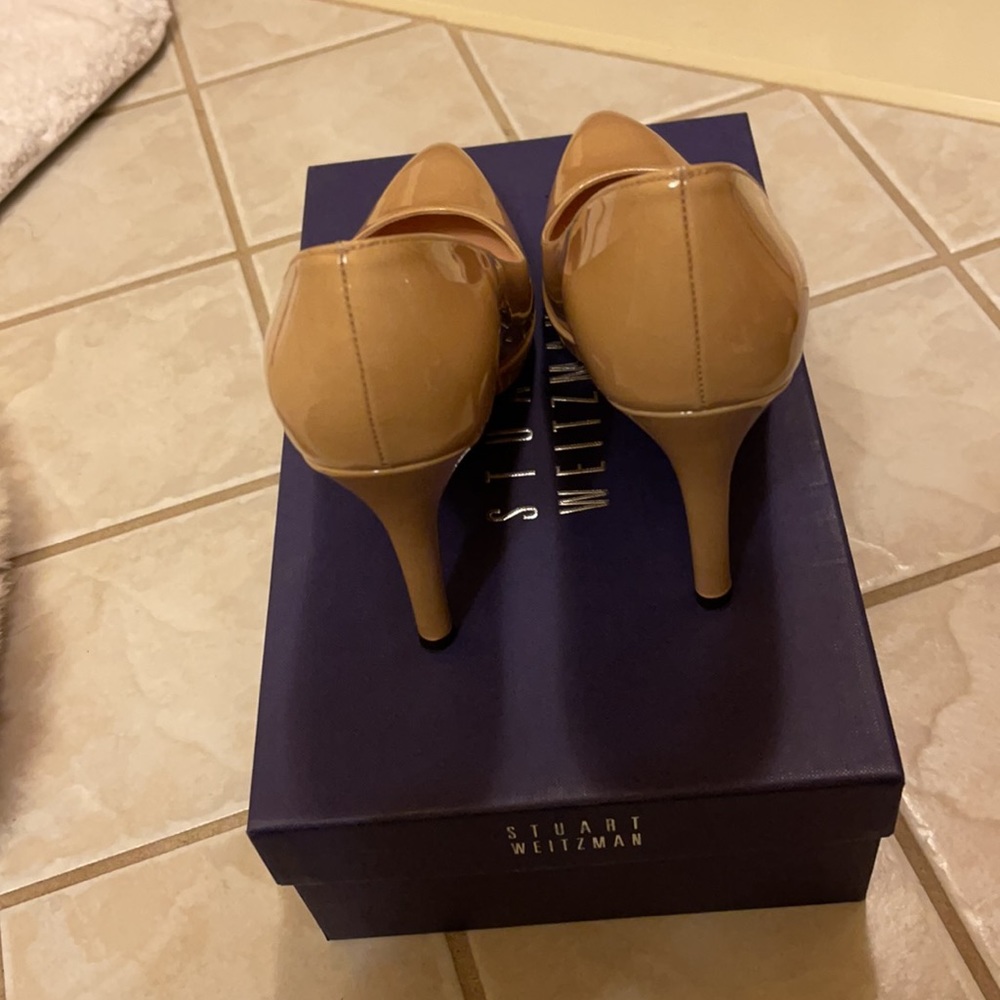 Stuart Weitzman Nude Platform Pointed Toe Heels - image 2